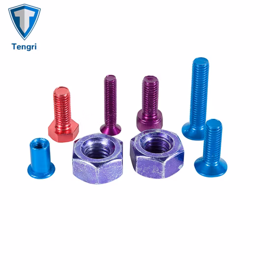 Anodized Aluminum 7075 Fasteners Hollow Rivet Flat Head Socket Cap Screws Hex Bolts Hex Nut Flat Washers Thumb Screw Allen Bolt for Chemical Industry in Stock